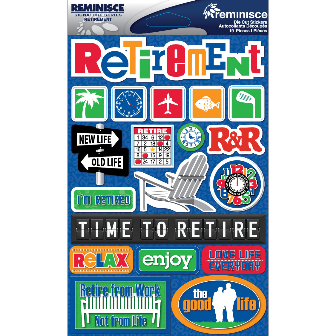 376093PK2-IT-IM.jpg Reminisce RETIREMENT DieCut Stickers 19pc - Image 1