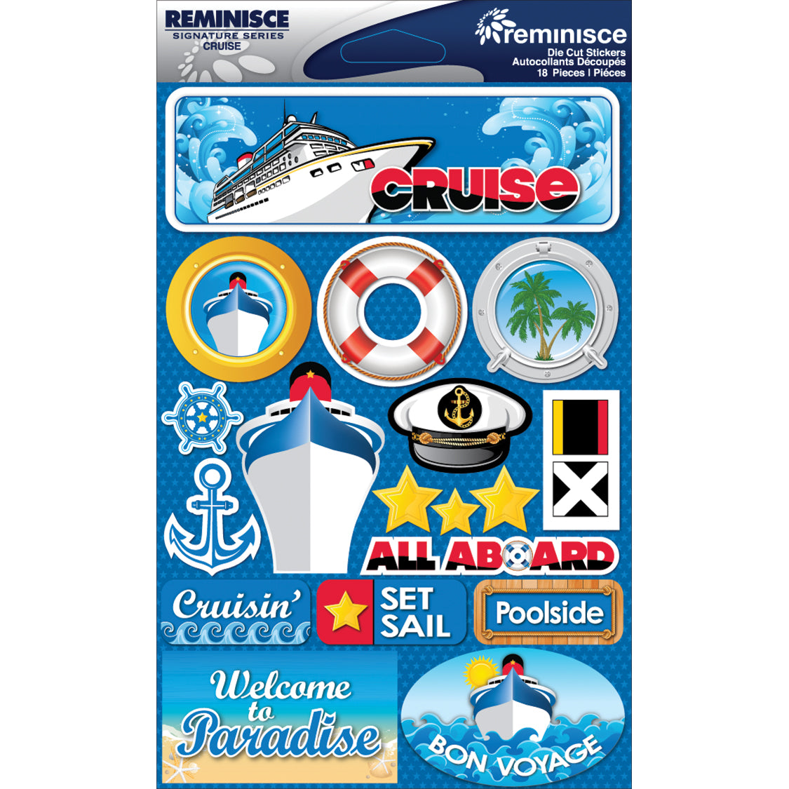376094PK2-IT-IM.jpg Reminisce Signature CRUISE DieCut Stickers 18pc - Image 1