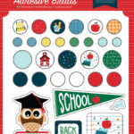 Echo Park FIRST DAY OF SCHOOL Adhesive Brads and Chipboard