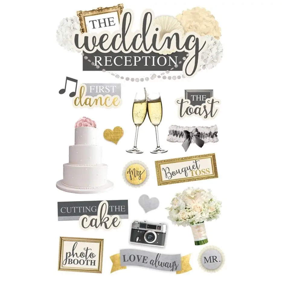 395C5F90-2E0B-468E-9687-59AEA53A9A1E.jpg Paper House WEDDING RECEPTION 3D Stickers 16pc - Image 1