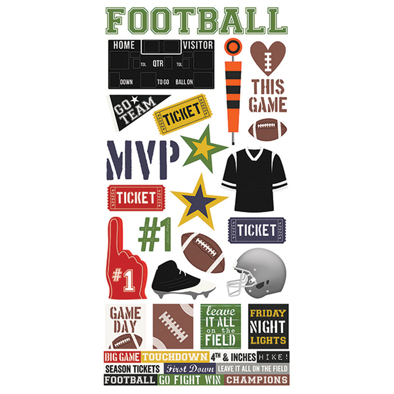 39956C2E-A338-49B7-A9BF-75847234616D.jpg Simple Stories FOOTBALL Stickers 6"X12" 32pc - Image 1