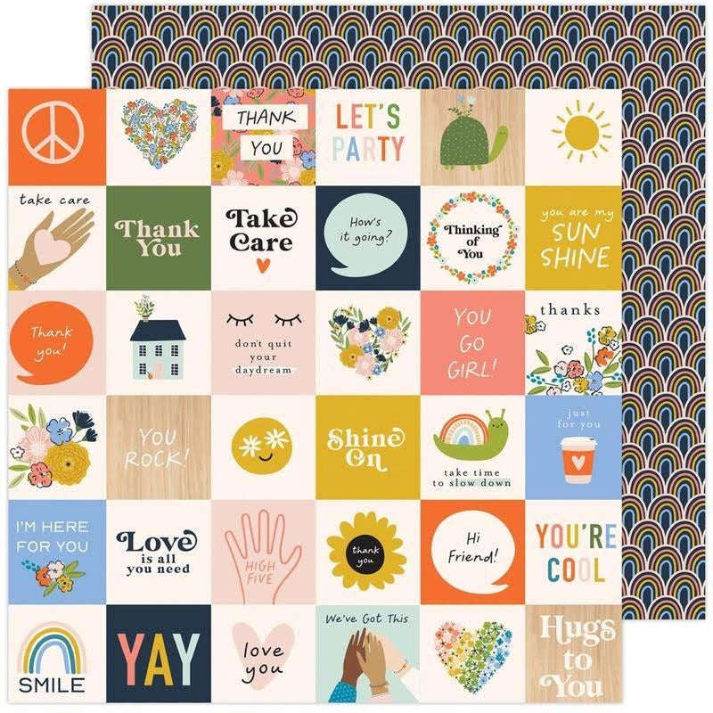 3CFD3923-BC64-4A91-8C0A-061F206EF78C.jpg AC Jen Hadfield Reaching Out HELLO YOU 12"X12" Scrapbook Paper - Image 1