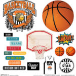 Scrapbook Customs BASKETBALL ELEMENTS Sticker Cut Outs  12"X12"
