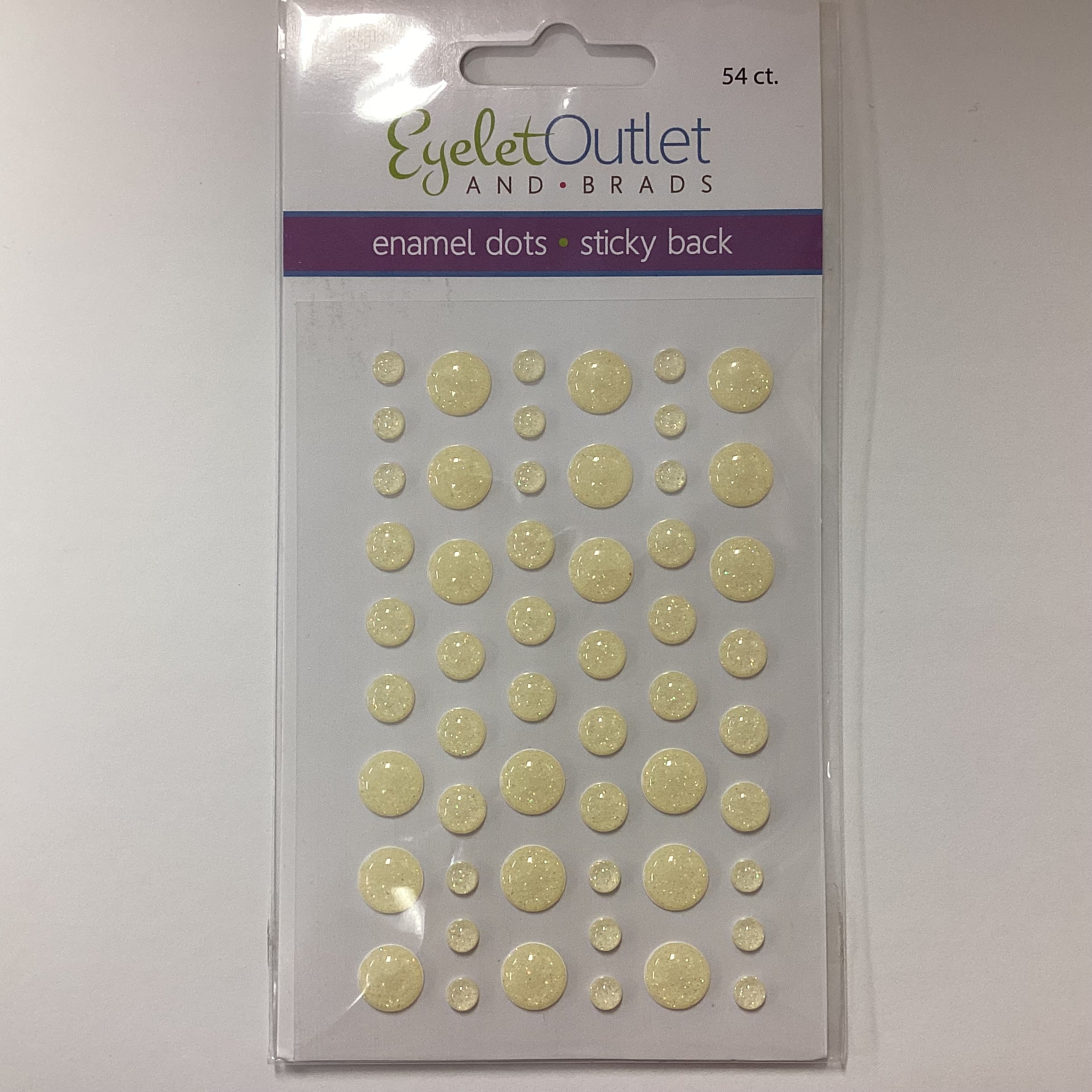 3F9B12FA-77A0-45AD-AF78-B0D6933B3B86.jpg EyeLet Outlet ENAMEL DOTS GLITTER CREAM Sticky Back 54pc - Image 1