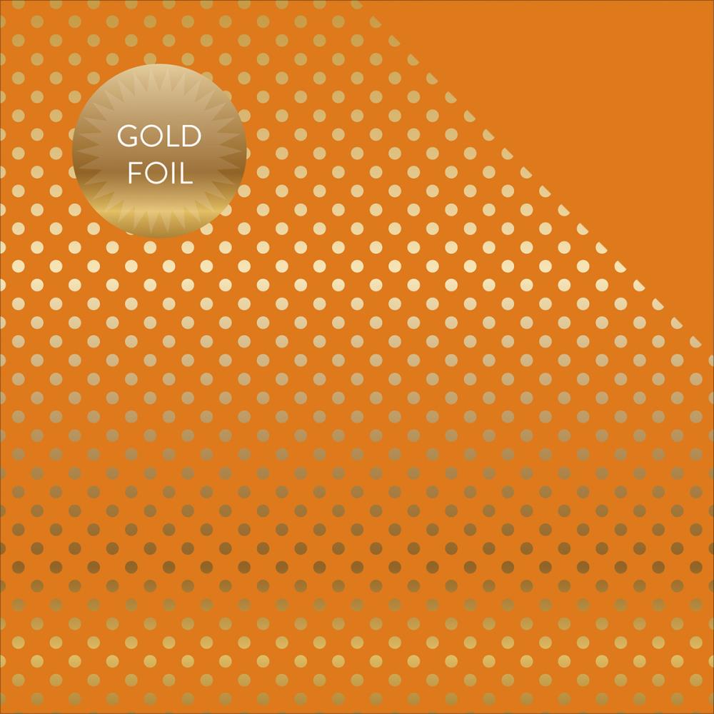 425CA75D-DC07-455E-85F7-D5B8F865A3CA.jpeg Echo Park Dots & Stripes GOLD FOIL ORANGE 12"x12" Paper - Image 1
