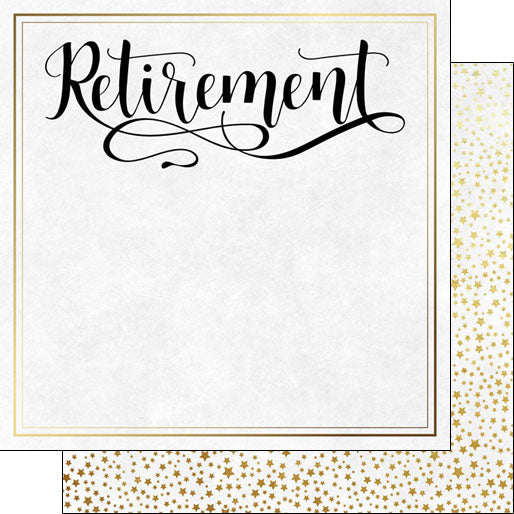 42B43447-0AF9-4643-87F3-B3F66049C871.jpg RETIREMENT SCRIPT 12"X12" Scrapbook Customs Paper - Image 1