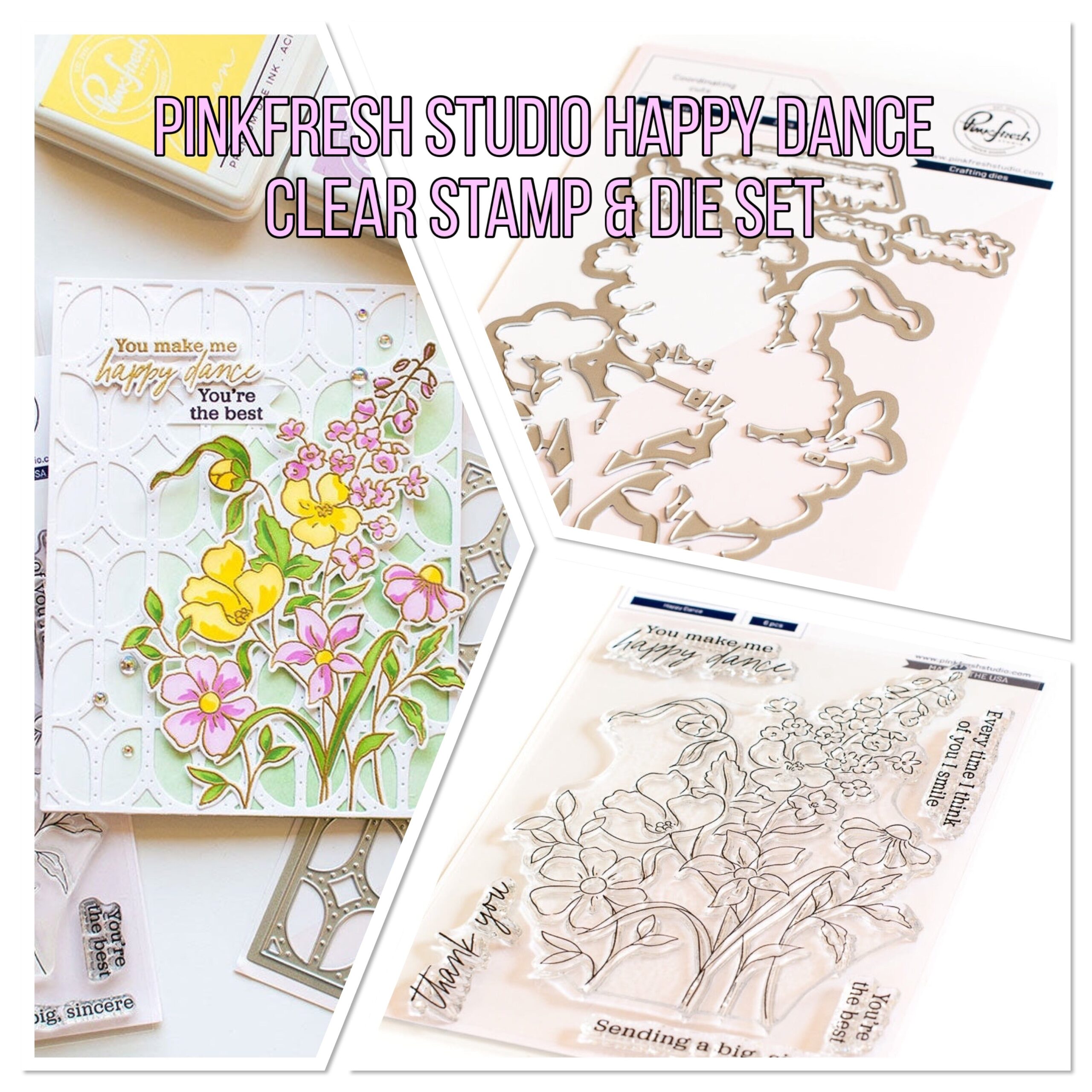 43767C35-BB39-466E-A519-F1E6FEC89C96.jpg Pinkfresh Studio HAPPY DANCE Clear Stamp & Die Set 9pc - Image 1