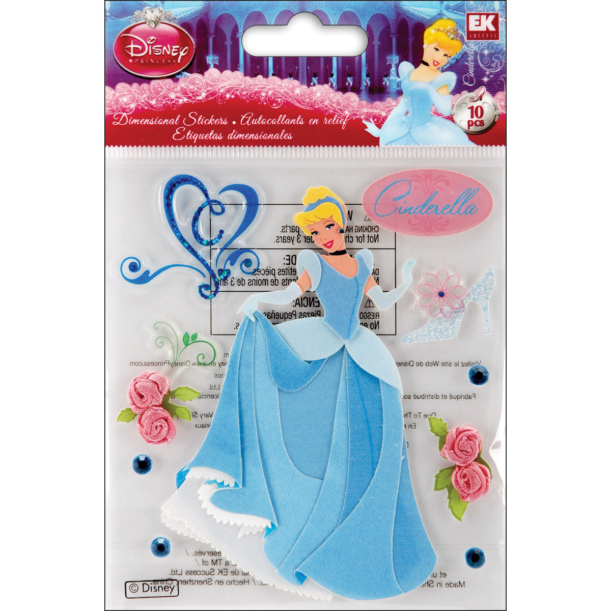 448831PK.jpg Disney Ek Success CINDERELLA Princess Stickers 10pc - Image 1