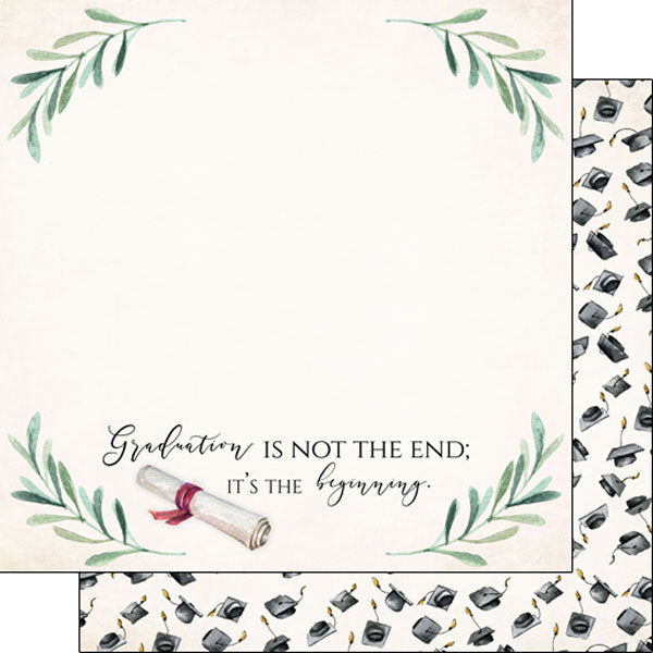 465AA9DB-50A9-4840-90B6-CDC2804B9C75.jpg GRADUATION SAYING WATERCOLOR DS 12"X12" Scrapbook Customs Paper - Image 1