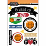 Scrapbook Customs BASKETBALL LIFE Doo Dads Stickers 11pc
