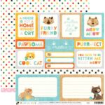 DCWV Playful Pets CAT TAGS 12”x12” Scrapbook Paper