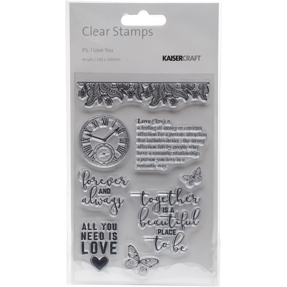 4892384B-69E3-4926-90E5-AB73E1A148BE.jpeg KaiserCraft P.S. I LOVE YOU Clear Acrylic Stamps 8pc - Image 1