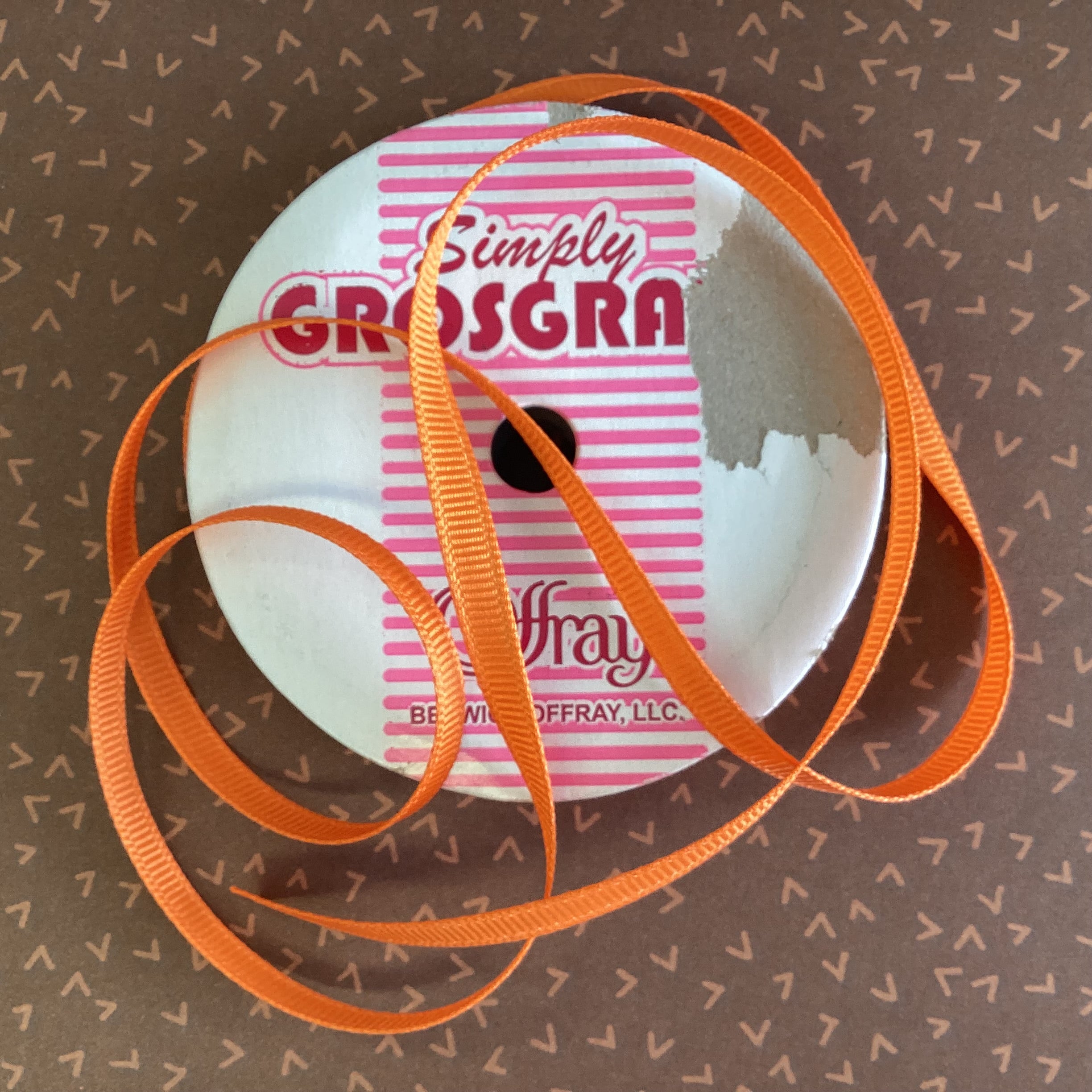 4900DD9E-F3F9-414F-9A4C-473FD534BA8F.jpg Offray ORANGE GROSGRAIN Ribbon 1/4” 1yd - Image 1