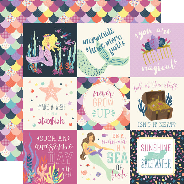 497F0378-3CF2-4C98-8577-1346FBA8E1F8.jpeg Echo Park Mermaid Dreams 4x4 JOURNALING CARDS 12"x12" Paper - Image 1