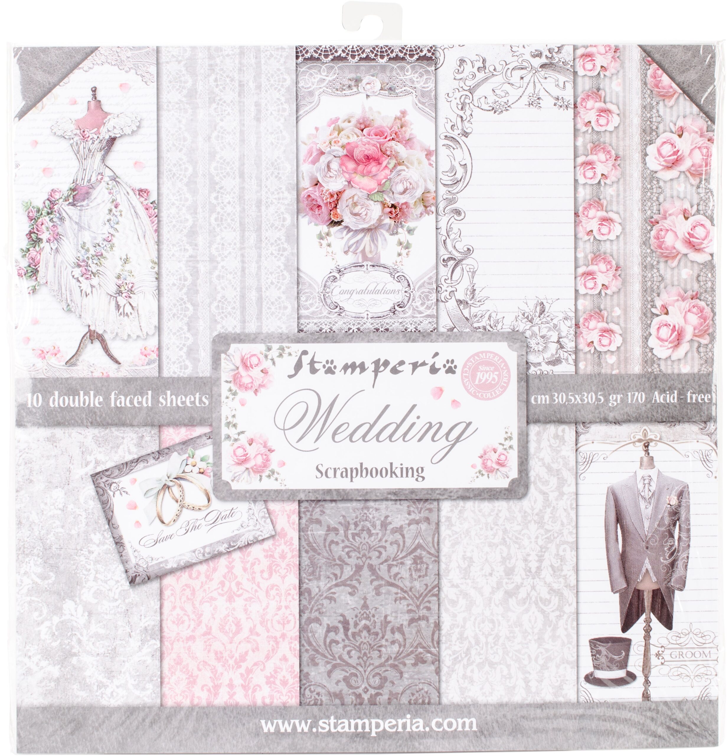 498493PK.jpg Stamperia WEDDING 12"X12" Scrapbook Paper Pack - Image 1