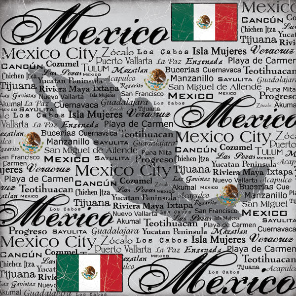 4AE5AA9C-8287-4266-B27C-F5466E3B98A9.jpg Mexico 12"X12" SCRATCHY PAPER Travel Scrapbook Papers - Image 1