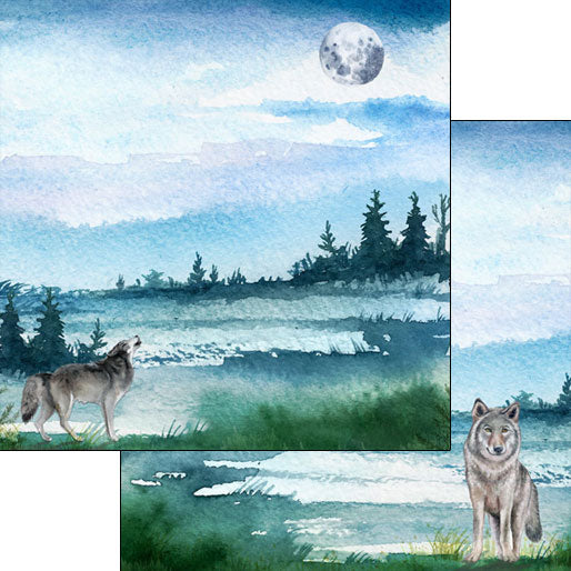 4CF2168F-22F7-47DB-8AB3-2453E2EA32AD.jpg Scrapbook Customs WOLF DS Watercolor 12"X12" Paper - Image 1