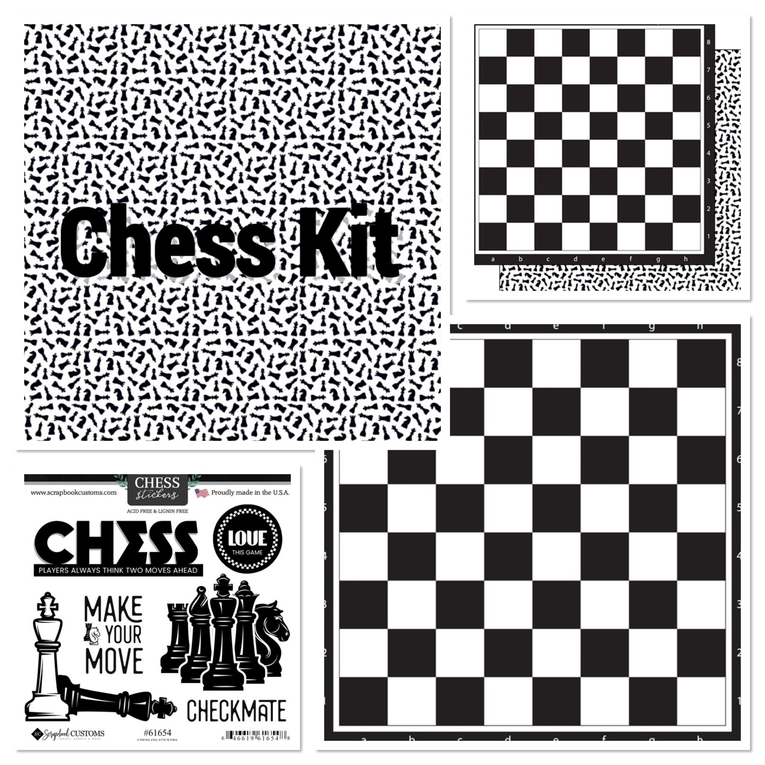 4D2ADA6F-4670-4041-9DA2-E6713504E49B.jpg Scrapbooksrus CHESS KIT 12"x12" Scrapbook Paper Stickers 3pc - Image 1