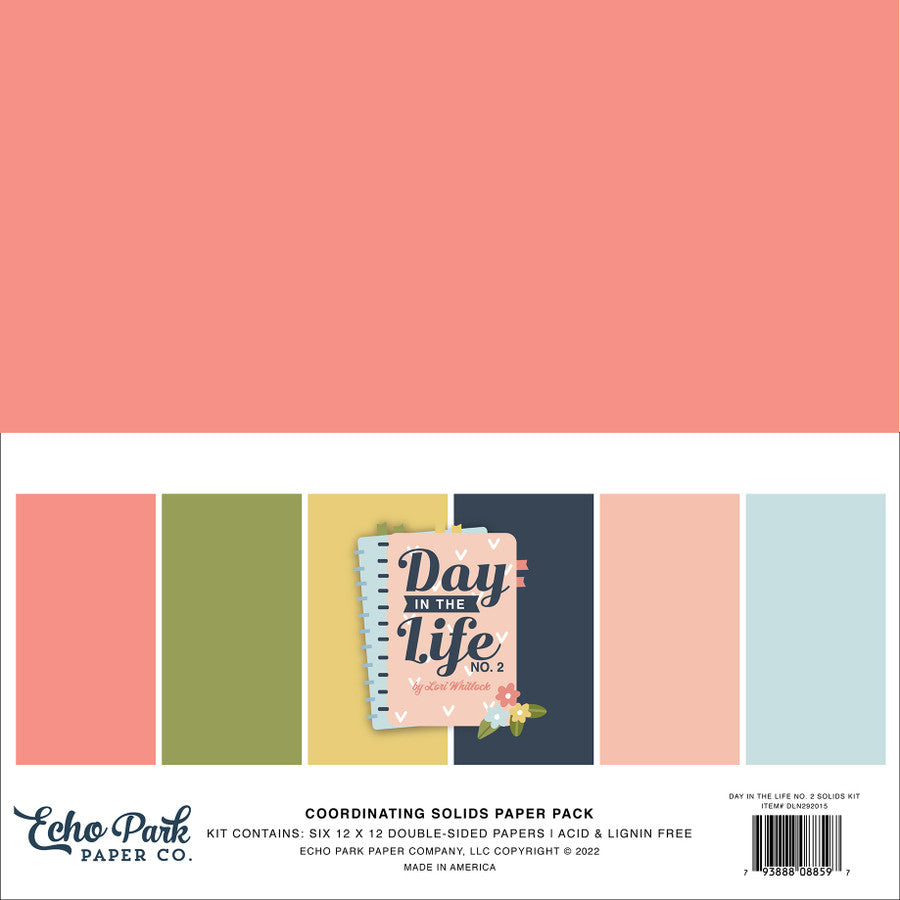 50549059-6A19-4E87-B1F3-908AAA589A67.jpg Echo Park DAY IN THE LIFE 2 COORDINATING SOLIDS Paper Pack 6 Sheets - Image 1