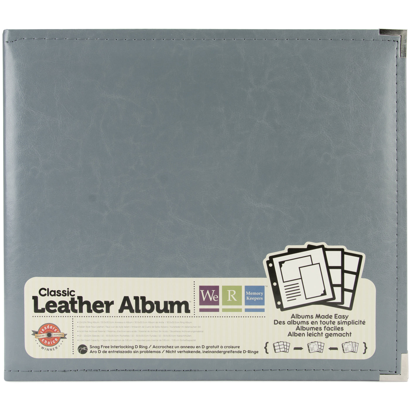 517014PK-IT-IM.jpg We R Classic Leather Album CHARCOAL 12"X12" D Ring Memory Scrapbook - Image 1