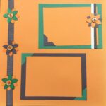 Premade Pages $5.00 ORANGE FALL FLOWERS (2) 12"X12" Scrapbook Pages - Image 2