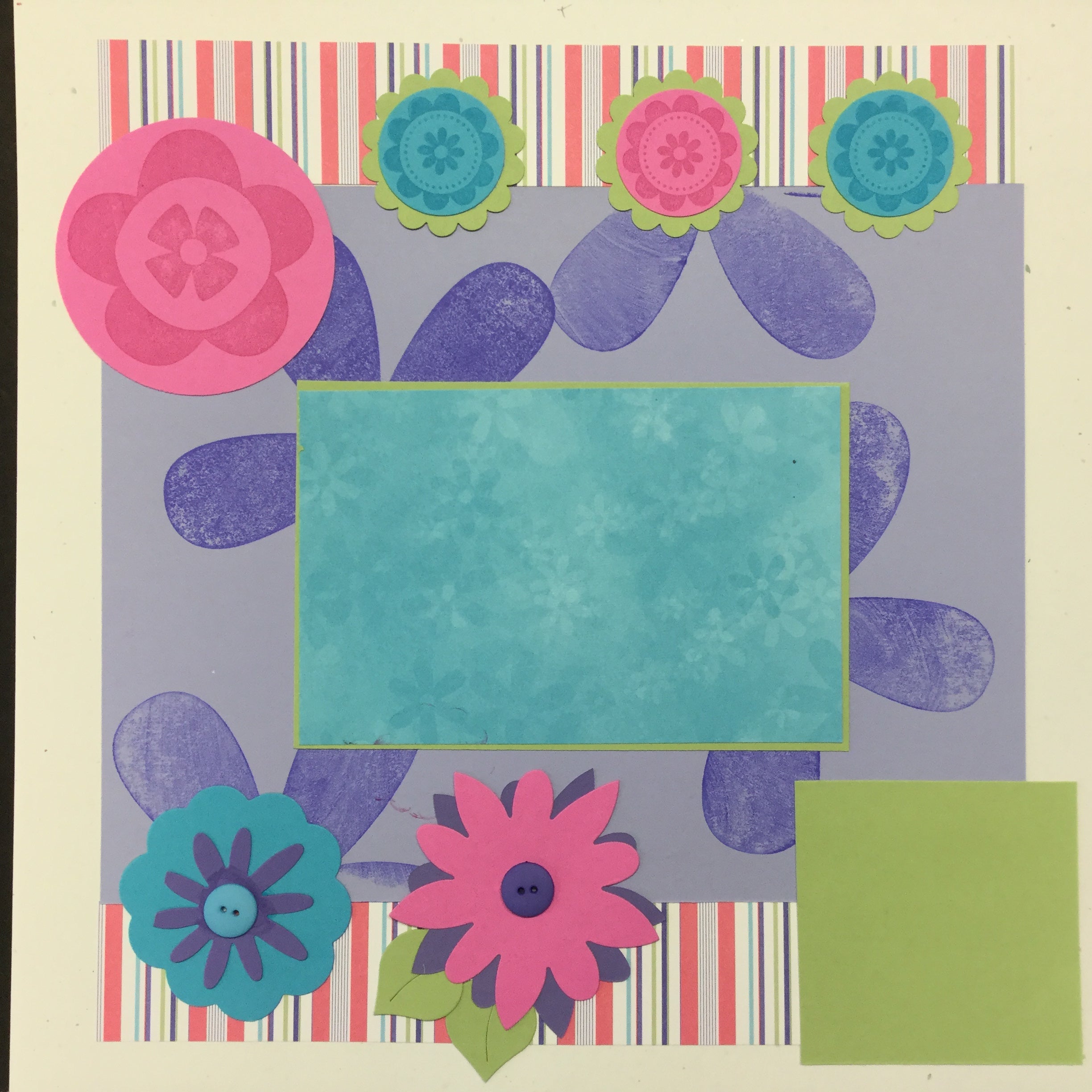 524E4959-3A64-41DA-B2A3-92104FF0C753.jpg Premade Pages $5.00 SUMMER FLOWERS (2) 12"X12" Scrapbook Pages - Image 1