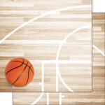Scrapbook Customs BASKETBALL ON COURT 12X12 Scrapbook Paper Sports 2pc