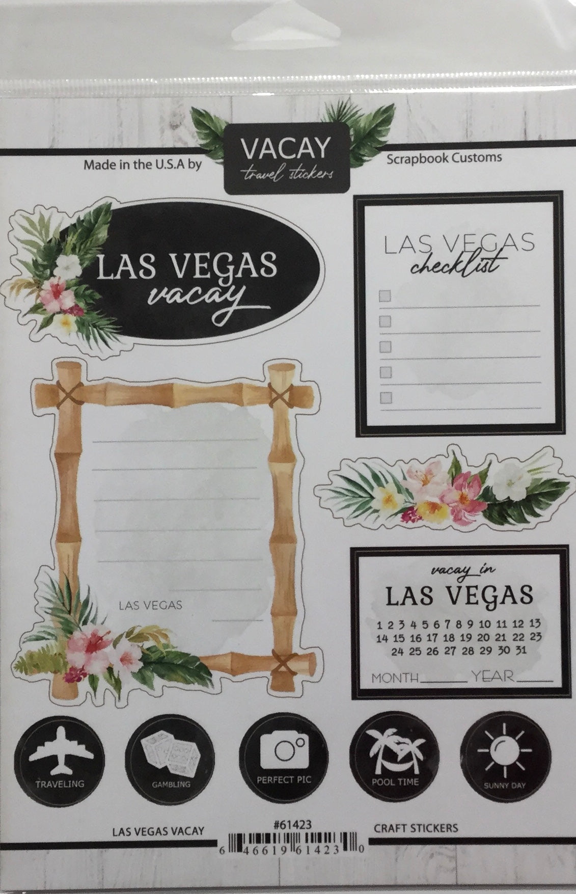 53EA078B-2C37-4C18-952D-17723C11723D.jpg LAS VEGAS VACAY Travel Stickers 10pc Scrapbook Customs - Image 1