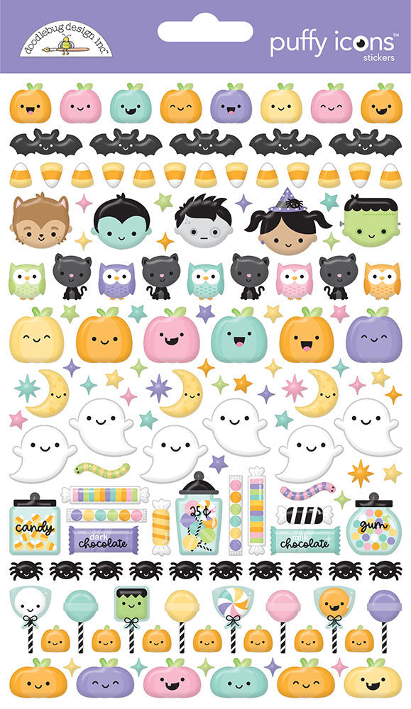 548BB1C0-1A43-45AE-A67F-12F1FC589122.jpg Doodlebug Sweet & Spooky PUFFY ICONS Stickers 140pc - Image 1