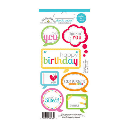 54C7497C-ED7A-42F9-89C7-A9181D663402.jpg Doodlebug Doodle Quotes TAKE NOTE Stickers 10pc - Image 1
