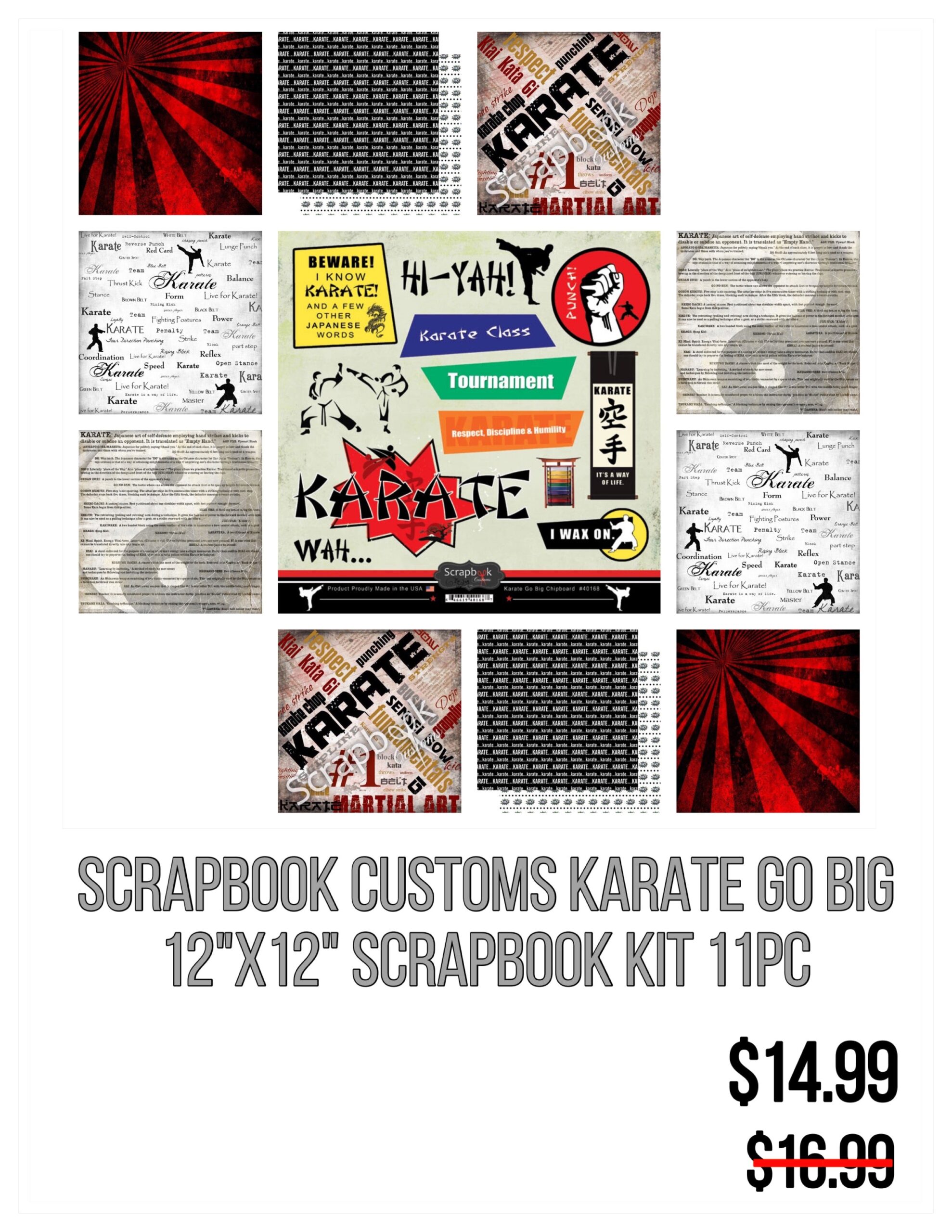 54E3845F-C4A2-43B5-8468-35F71966043E.jpg Scrapbook Customs KARATE GO BIG 12"X12" Scrapbook Kit 11pc - Image 1