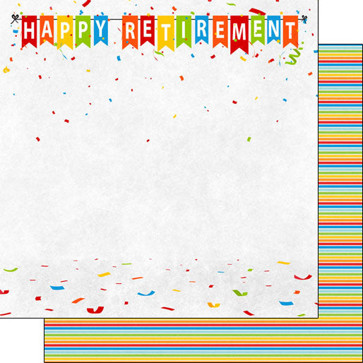 55F8B648-A15C-462F-BE9B-4BDAE4B77C02.jpg HAPPY RETIREMENT 12"X12" Scrapbook Customs Paper - Image 1