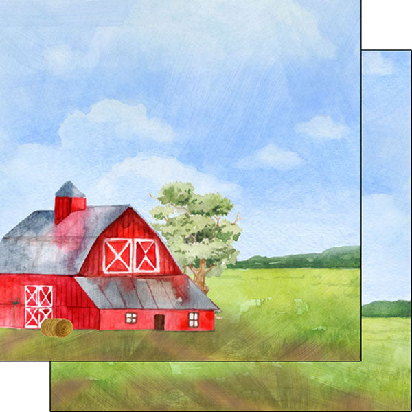 570A169D-20C5-4BDF-A61A-91511541D001.jpg Scrapbook Customs BARN DS Watercolor 12"X12" Scrapbook Paper - Image 1