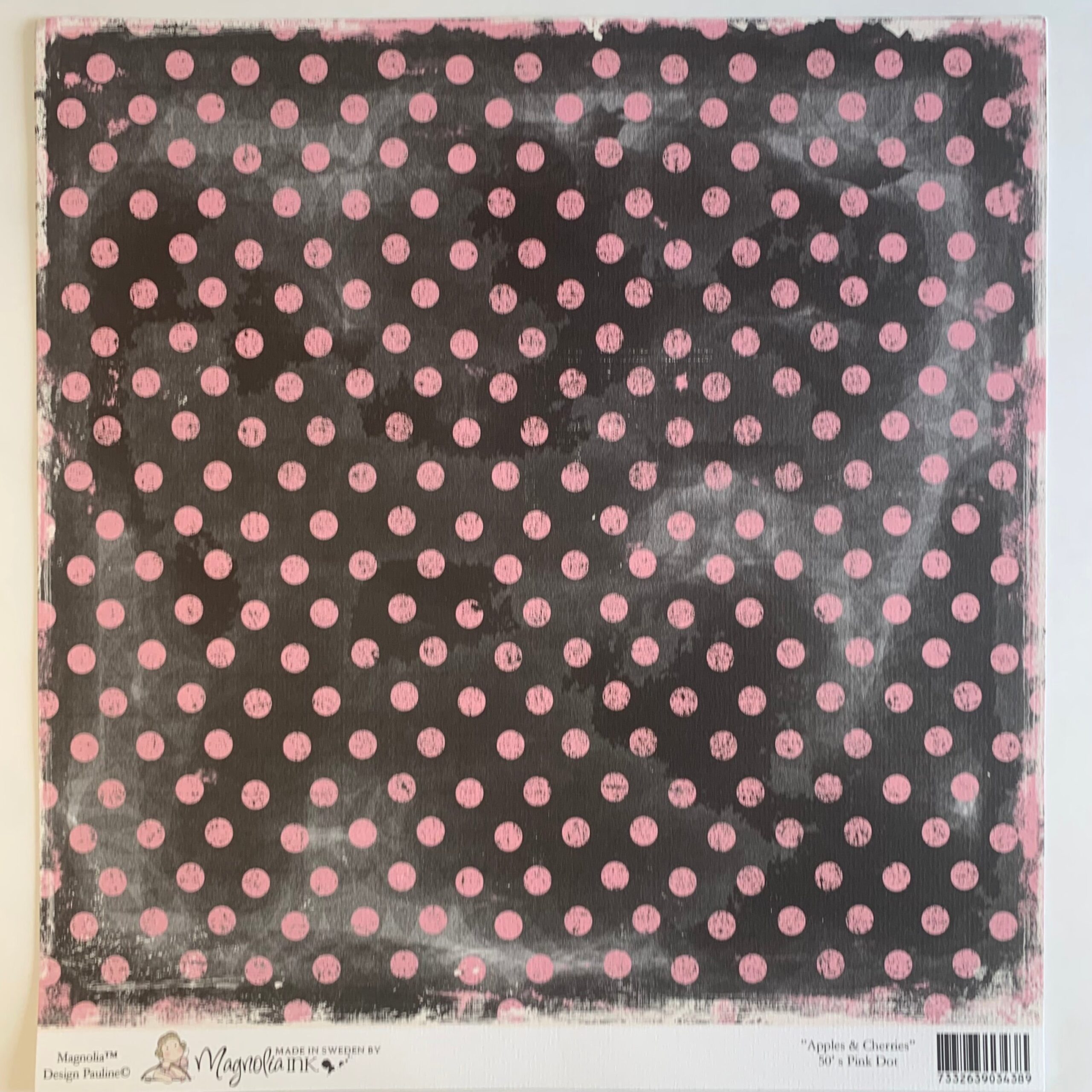 5827E20F-6092-4052-AD86-97BA754AE413.jpg Magnolia APPLES & CHERRIES 12”X12” Scrapbook Paper Pink Dot - Image 1