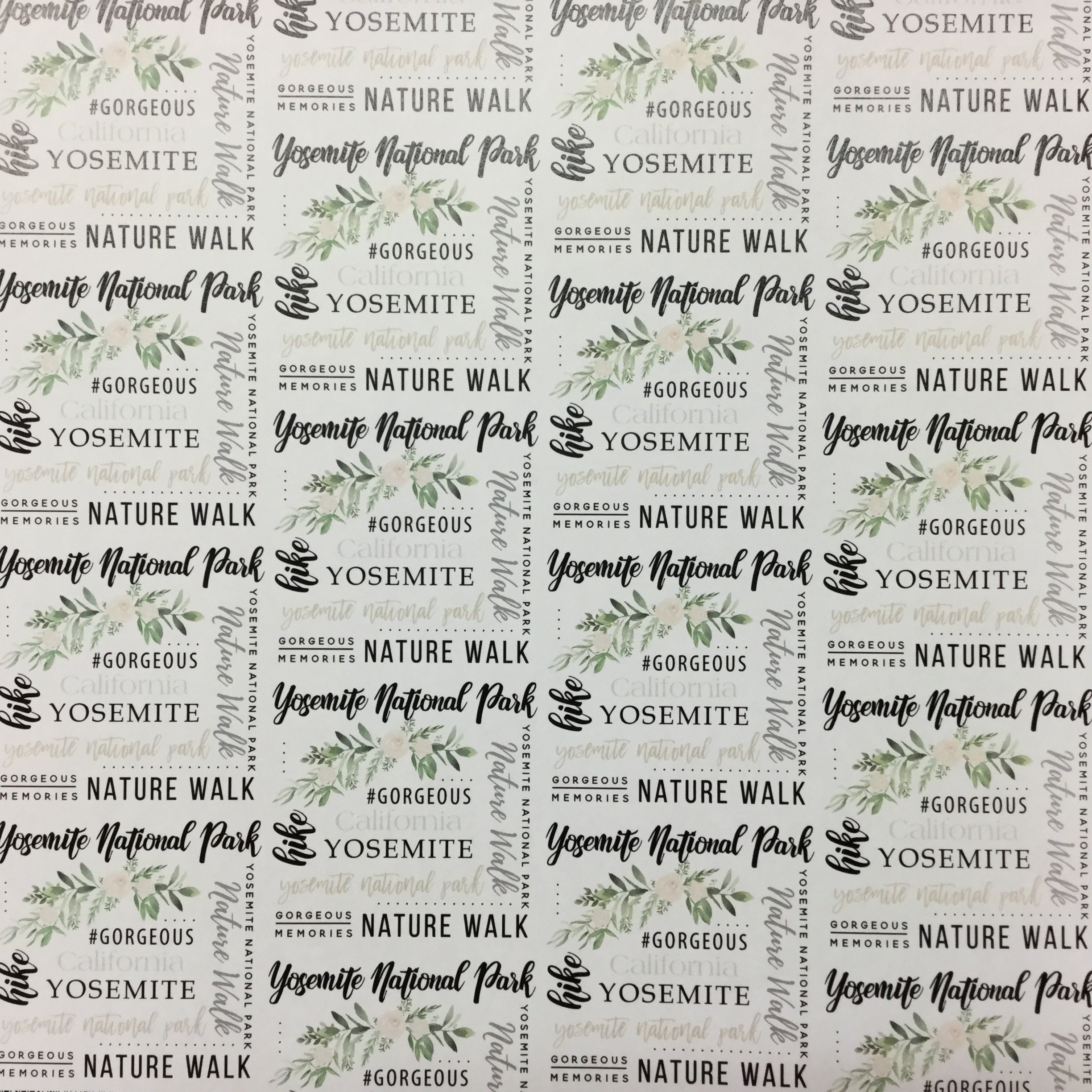 59303403-C328-4A4F-9694-EF0967DA9959.jpg YOSEMITE NATIONAL PARK Words Plaid 12"X12" Scrapbook Paper - Image 1