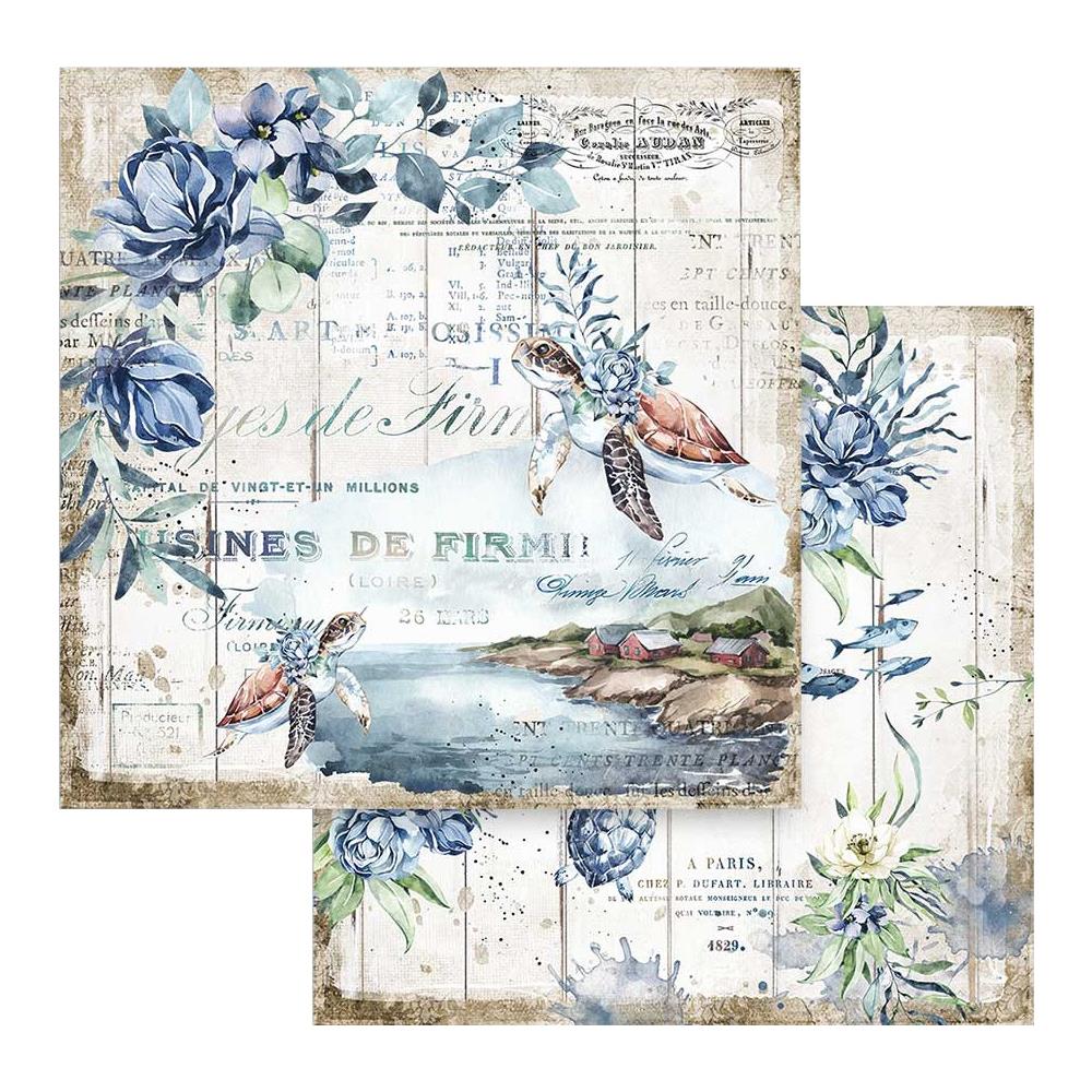 59A01984-E732-474F-8F08-322FE953D42E.jpg Stamperia Romantic Sea Dream TURTLES SBB786 12"X12" Scrapbook Paper - Image 1