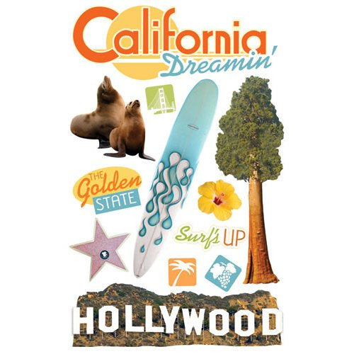 5A765D6C-35AD-40FC-9BF1-D131D8EDB5B1.jpg Paper House CALIFORNIA DREAMIN 3D Travel Stickers 12pc - Image 1