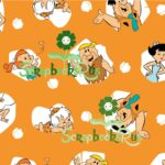 Flintstones ALL OVER ORANGE Shimmer 12"X12" Scrapbook Paper
