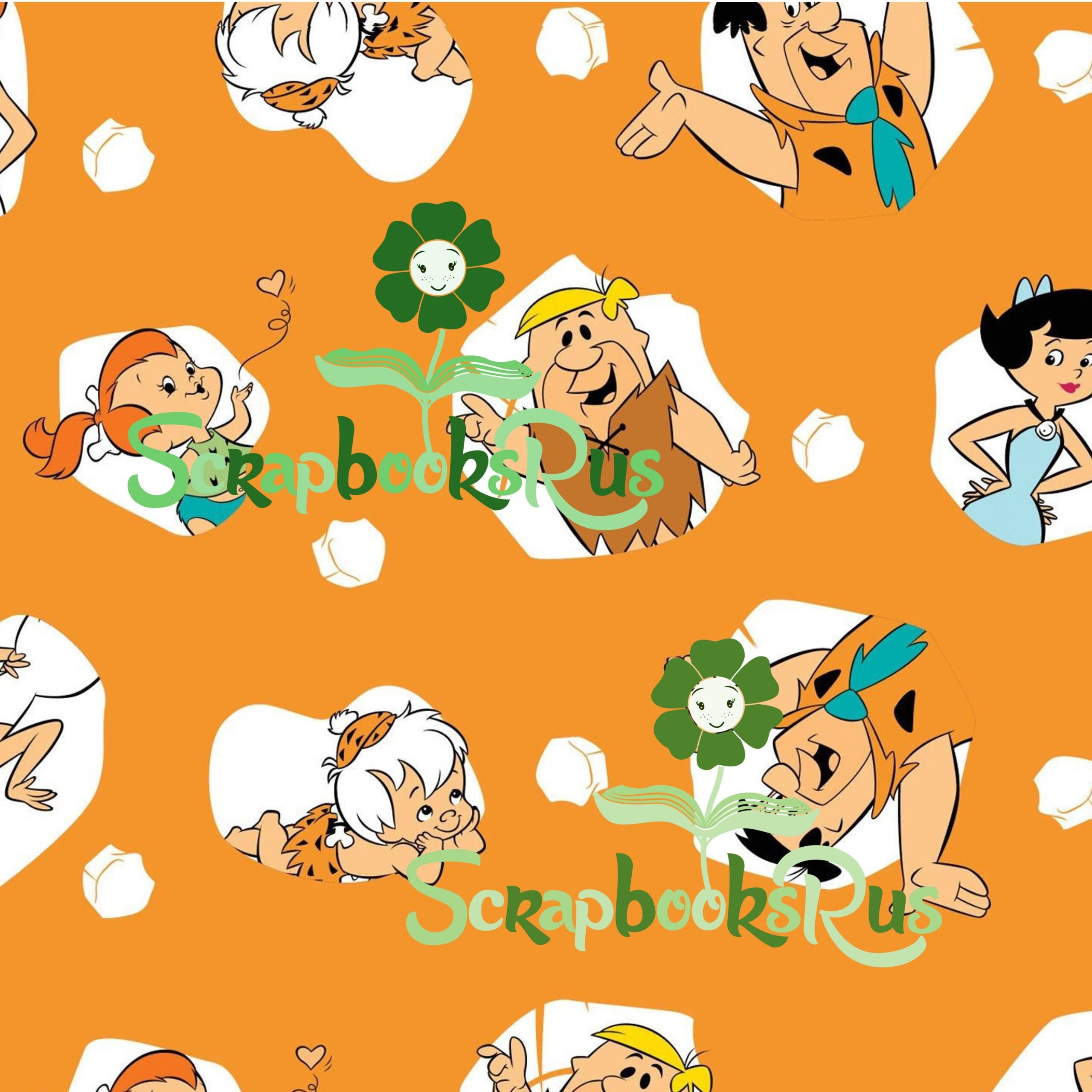 5E30A479-E51B-4E2B-85E1-027BD1555C7F.jpg Flintstones ALL OVER ORANGE Shimmer 12"X12" Scrapbook Paper - Image 1