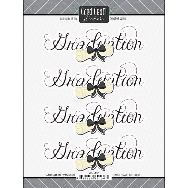 5E64565E-10C6-4653-BDA8-DD869BE4EEAD.jpg Scrapbook Customs GRADUATION WITH SCROLL Stickers 4pc - Image 1