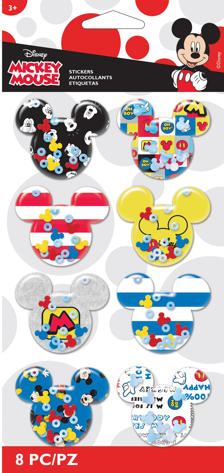 605058PK.jpg American Crafts Disney MICKEY MOUSE Shaker Stickers 8pc - Image 1