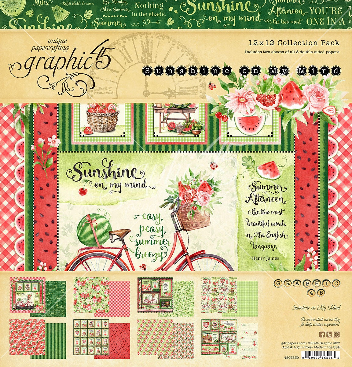 607E7F51-B604-445A-AAD1-CD9CECBCE9DB.jpg Graphic 45 SUNSHINE ON MY MIND 12X12 Collection Pack - Image 1