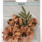 49 and Market ENCHANTED PETALS SALMON Handmade Paper Flowers 7pc