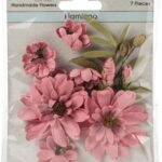 49 and Market ENCHANTED PETALS FLAMINGO Handmade Paper Flowers 7pc