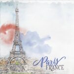 Paper House EIFFEL TOWER WATERCOLOR 12X12 Scrapbook Paper - Image 2