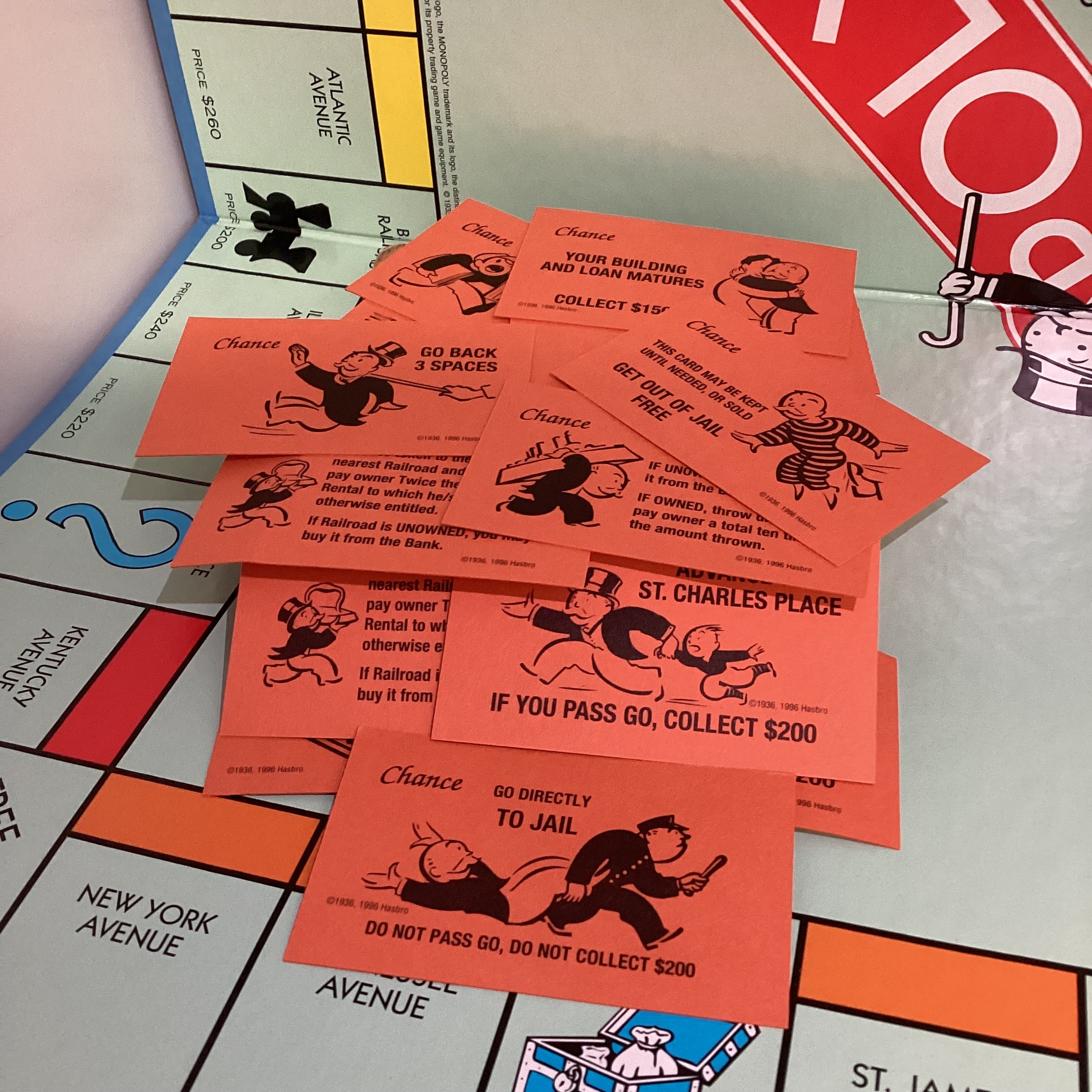 629280F7-AA27-4A33-A974-E55FF7EAB465.jpg Monopoly Junk Journaling Embellishment CHANCE Game Pieces Playing Cards - Image 1