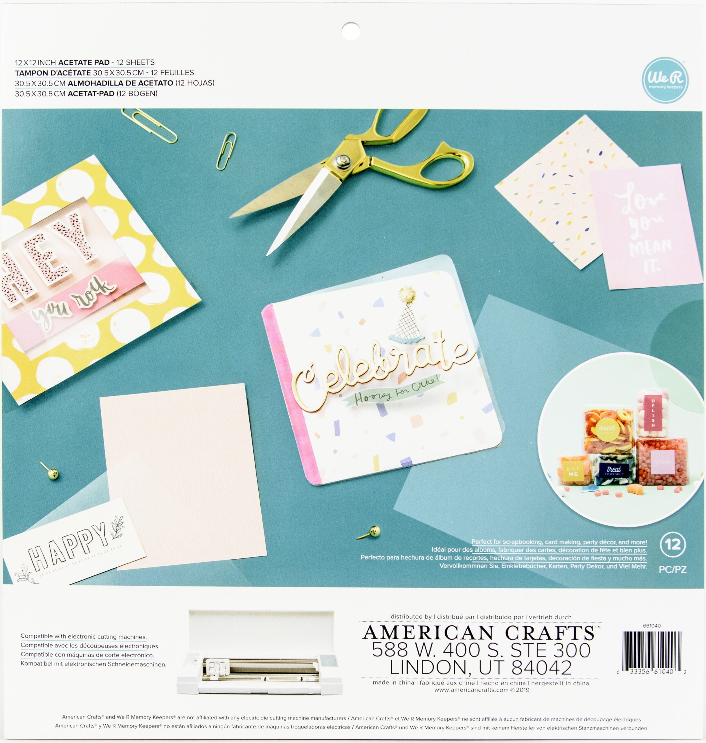 640553PK.jpg WeR ACETATE PAD 12X12 Pack 12 Sheets - Image 1