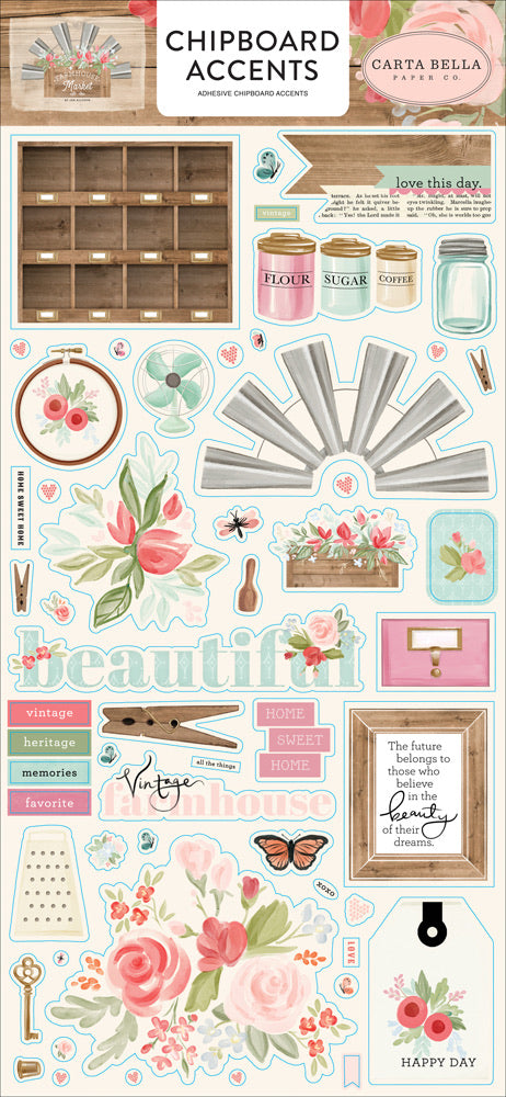 645AA007-1580-4A17-A4D9-7799D54A5A75.jpg Carta Bella FARMHOUSE MARKET Chipboard Accents 55pc - Image 1