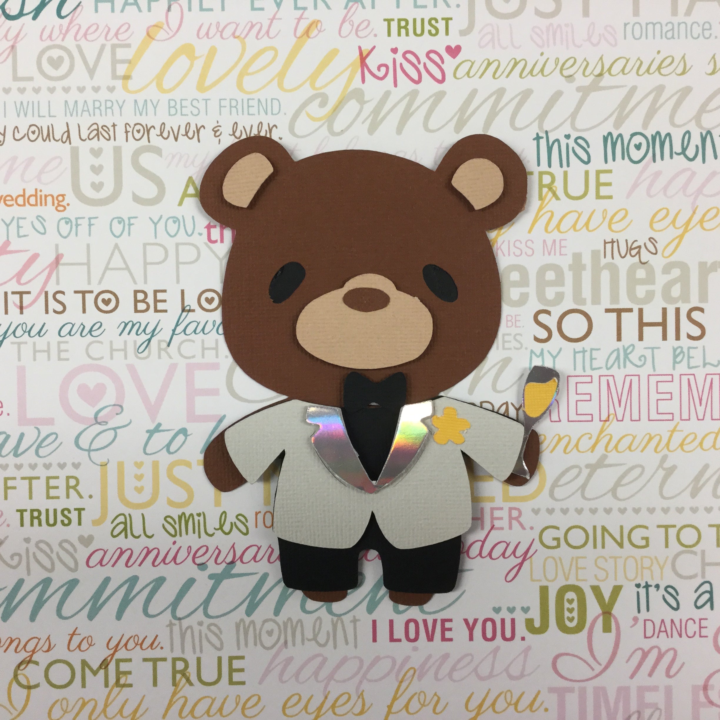 654EEB59-3AC9-44EF-98CC-E5F6618494CF.jpeg Teddy Bear GROOM Die Cut Embellishment - Image 1