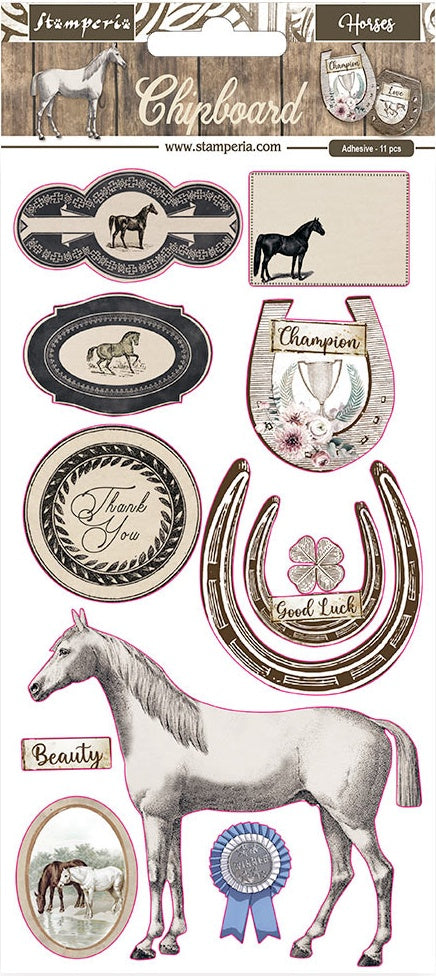 657900MK.jpg Stamperia Romantic HORSES Chipboard Stickers 11pc - Image 1